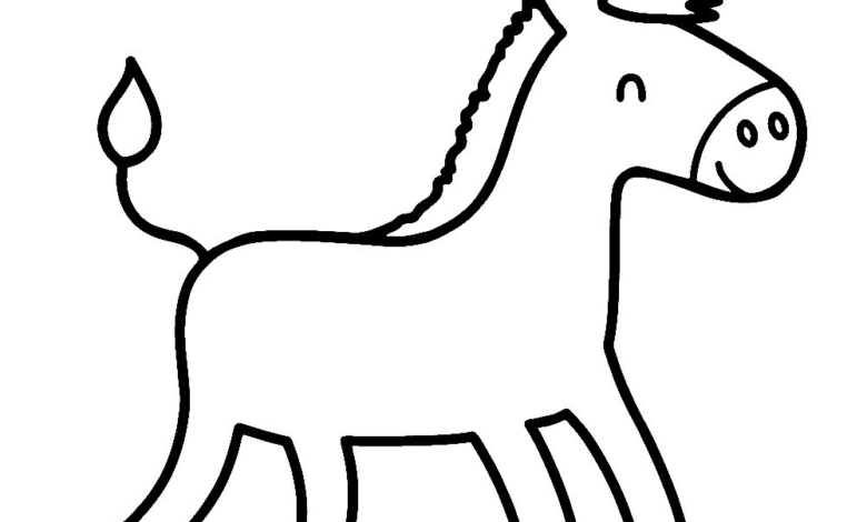 Animal Donkey Easy Coloring Page