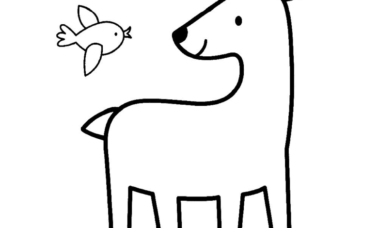 Animal Fawn Bird Easy Coloring Page