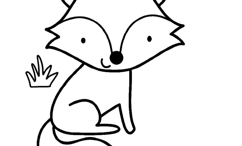 Animal Fox Fluffy Tail Coloring Page