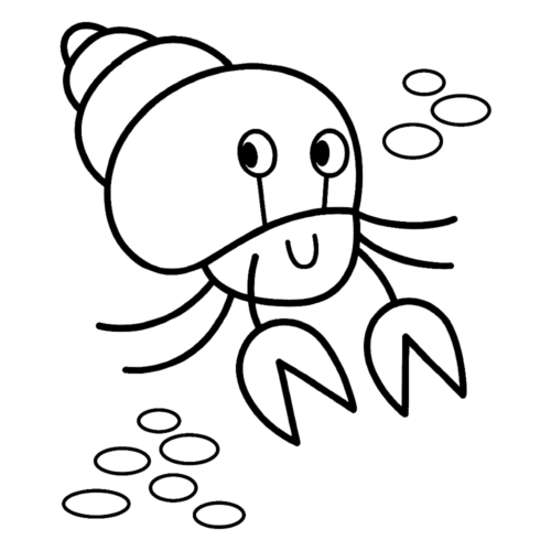 Animal Hermit Crab Easy Coloring Page