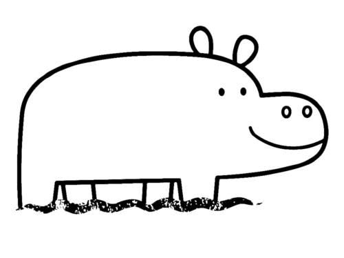 Animal Hippo Easy Coloring Page