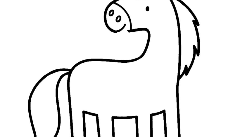 Animal Horse Eating Coloring Page