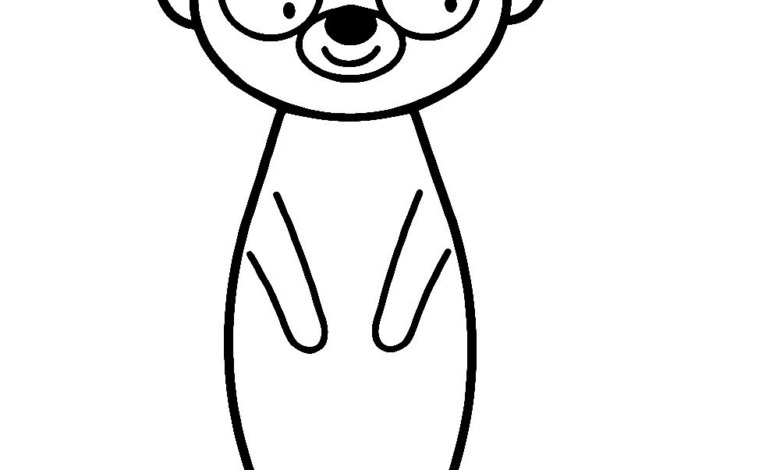 Animal Meerkat Easy Coloring Page