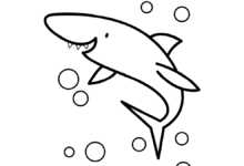 Animal Sharp Teeth Tiger Shark Easy Coloring Page
