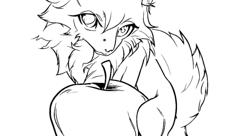 Anime Apple Wolf Coloring Page