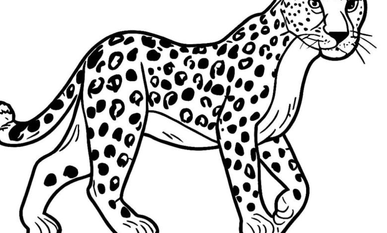 Cartoon Cheetah Coloring Page