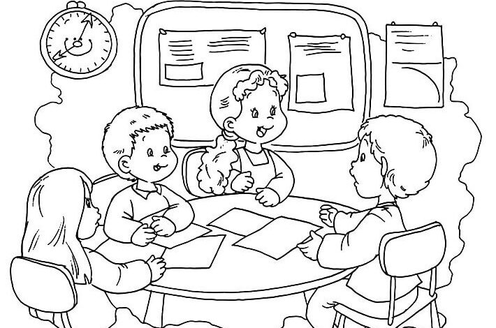 Clock Back School Coloring Page