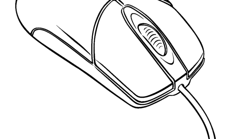 Computer Mouse Easy Coloring Page