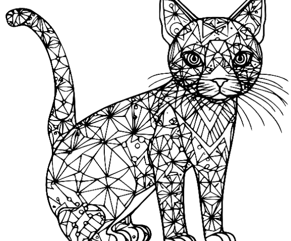 Cute Complex Cat Coloring Page