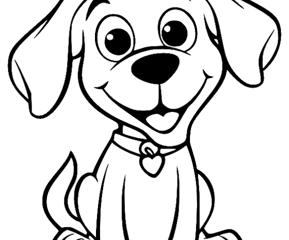 Cute Dog Easy Coloring Page