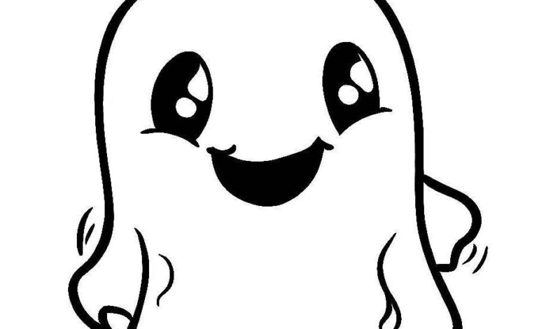 Cute Mini Ghost Coloring Page
