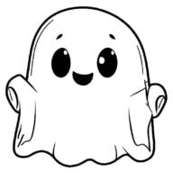 Cute Smile Ghost Coloring Page