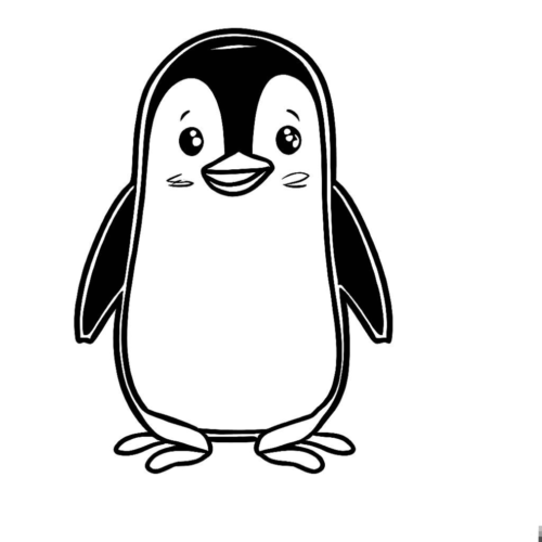 Cute Smile Penguin Coloring Page