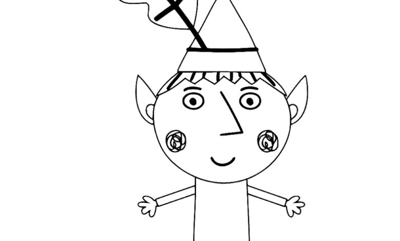 Elf Ben Easy Coloring Page