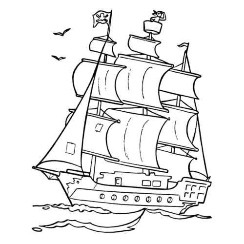 Galleon Easy Ship Coloring Page