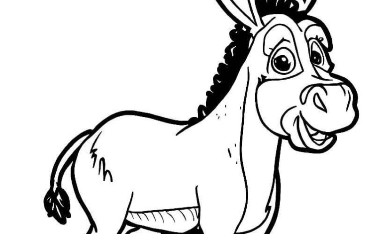 Happy Donkey Coloring Page
