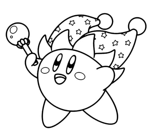 Happy Kirby Coloring Page
