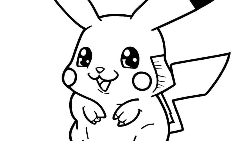 Happy Pikachu Pokemon Coloring Page