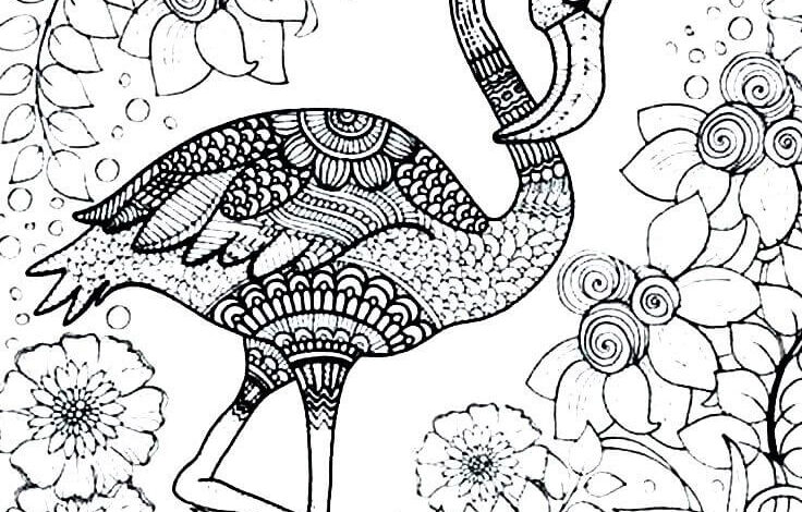 Hard Flamingo Mandala Coloring Page