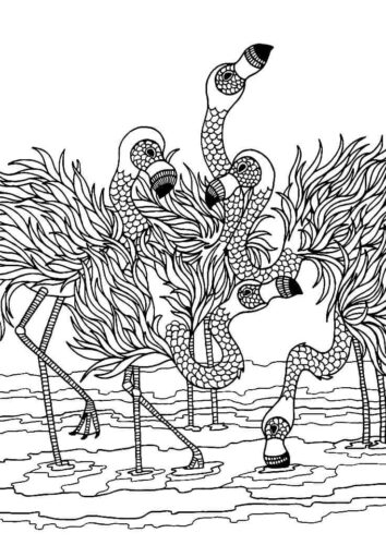 Hard Flamingos Animal Coloring Page