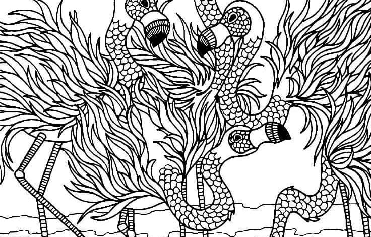 Hard Flamingos Animal Coloring Page