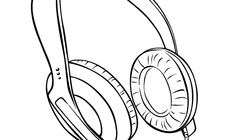 Headphones Easy Coloring Page