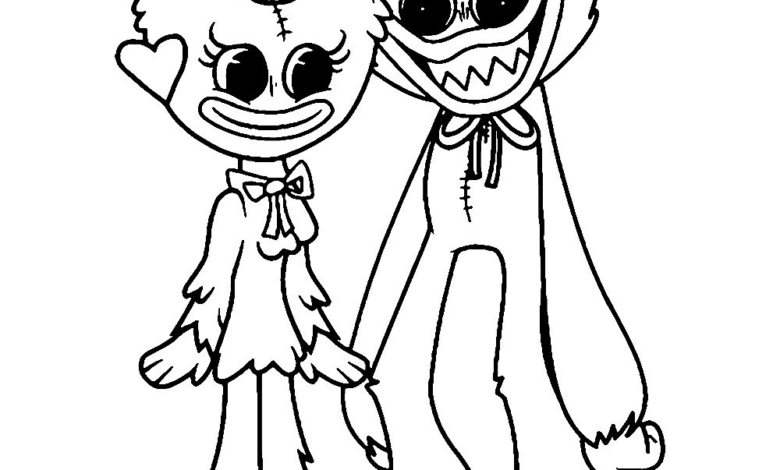 Huggy Wuggy Kissy Missy Coloring Page