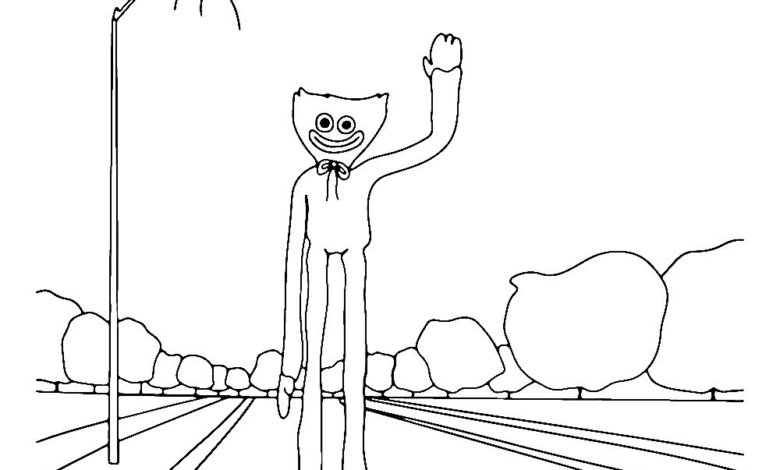 Huggy Wuggy Road Coloring Page