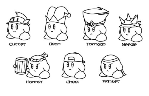 Kirby Types Coloring Page