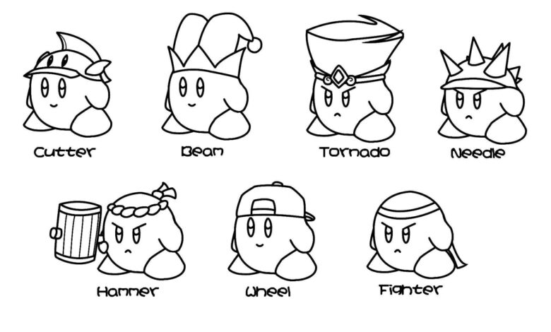 Kirby Types Coloring Page