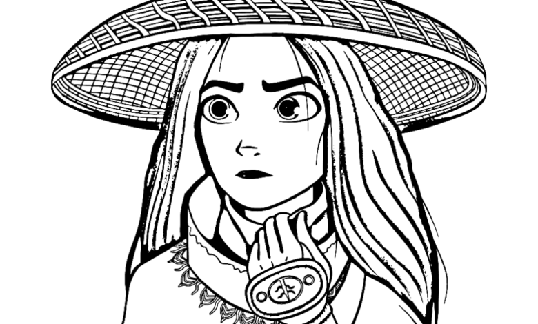 Last Dragon Raya Hat Coloring Page