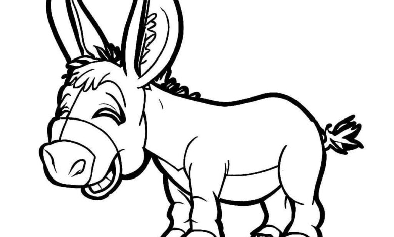 Laughing Donkey Coloring Page