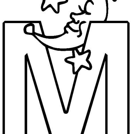 Letter M Moon Coloring Page