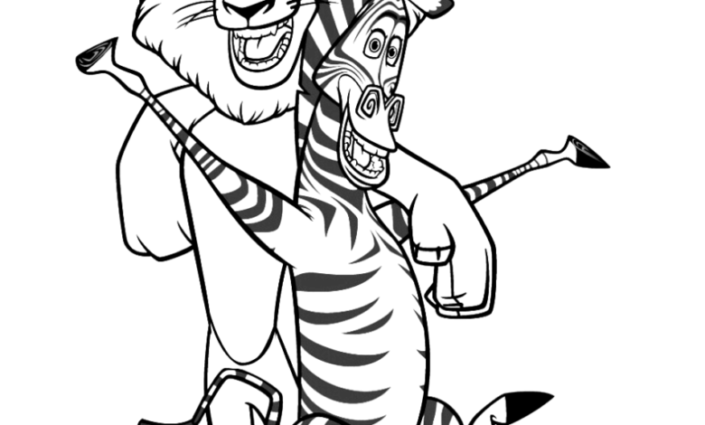 Madagascar Alex Marty Coloring Page