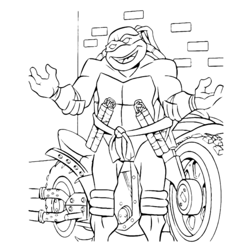 Michelangelo Motorcycle Coloring Page