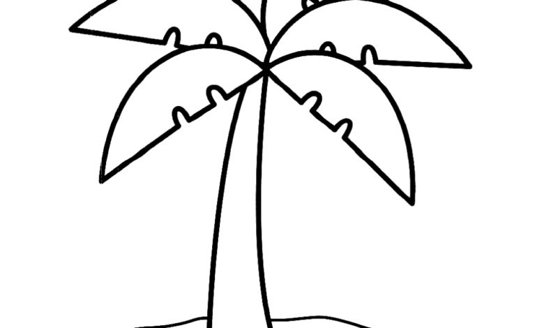 Paradise Beach Easy Coloring Page