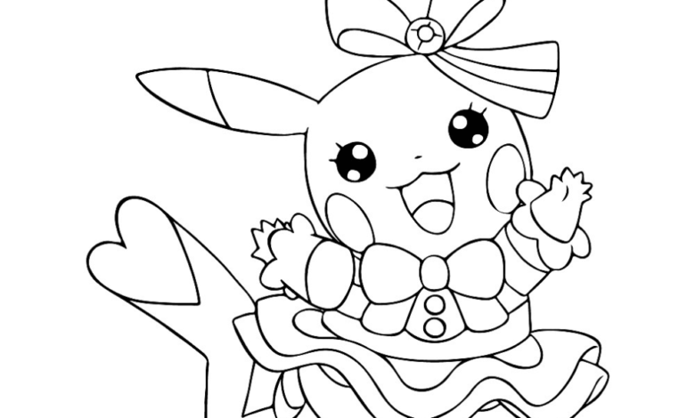 Pikachu Girl Pokemon Coloring Page