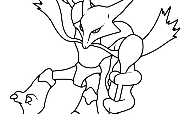 Pokemon Alakazam Easy Coloring Page