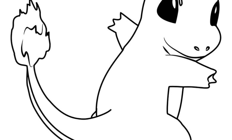 Pokemon Charmander Dark Eyes Coloring Page