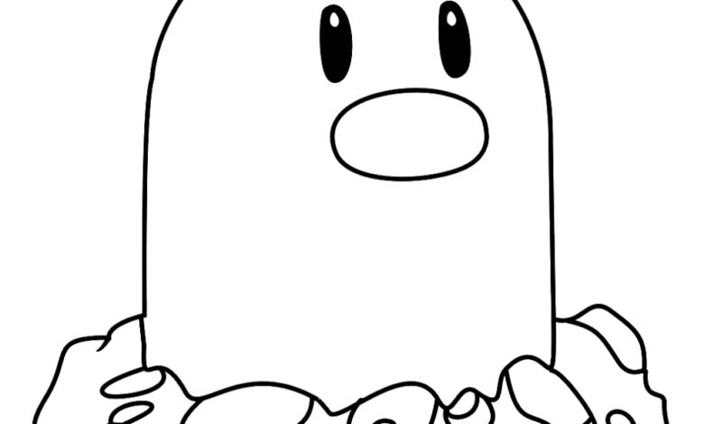 Pokemon Diglett Easy Coloring Page