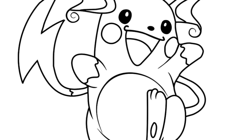 Pokemon Happy Raichu Coloring Page