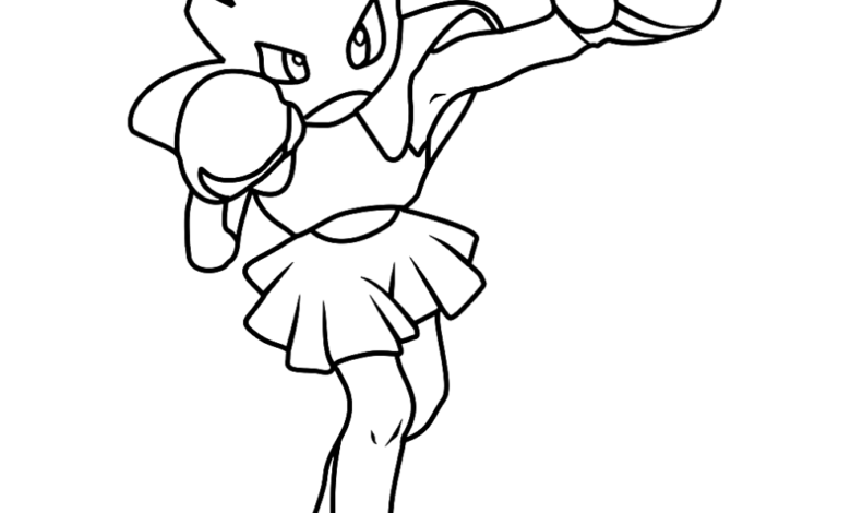 Pokemon Hitmonchan Easy Coloring Page