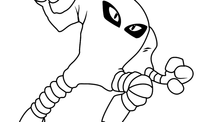 Pokemon Hitmonlee Easy Coloring Page