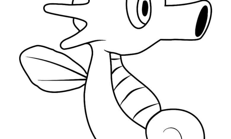 Pokemon Horsea Easy Coloring Page