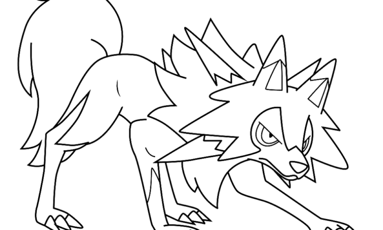 Pokemon Lycanroc Easy Coloring Page