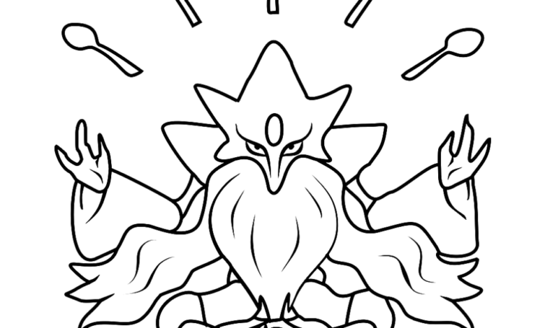 Pokemon Mega Alakazam Easy Coloring Page