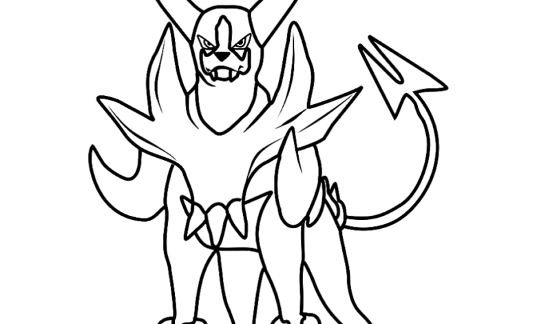 Pokemon Mega Houndoom Easy Coloring Page
