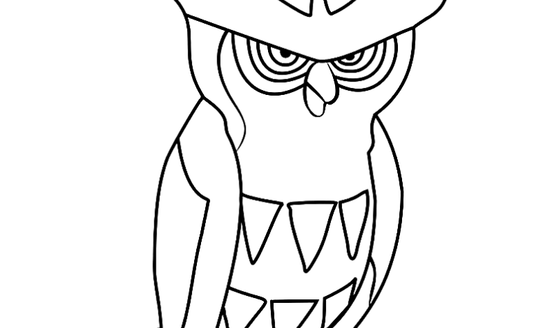 Pokemon Noctowl Easy Coloring Page