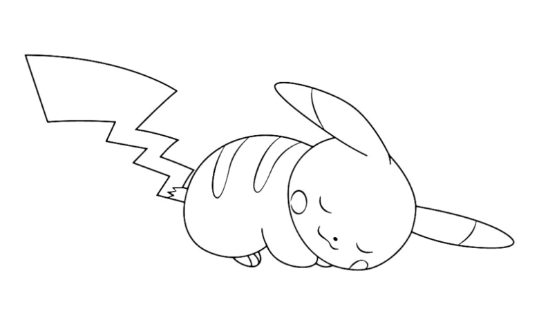 Pokemon Pikachu Sweetly Sleeping Coloring Page