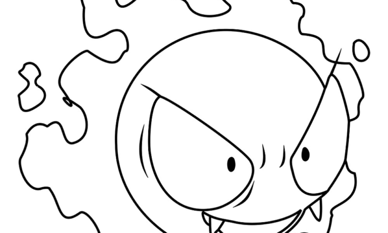 Pokemon Sneaky Gastly Coloring Page